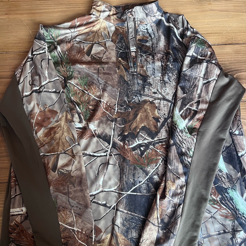 Realtree Men's XL Brown Camouflage Woodland Hunting Jacket 1/4 Zip - Picture 5 of 6